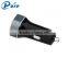 new bullet design metal car charger 5V 3/2A double usb mobile phone car charger factory selling directly