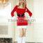 Hot selling Polyester fashionable red formal christmas dress with hat and hairy leg set