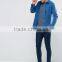 Guangzhou High Quality Custom Embroidery Logo Rolled Short Sleeve O-Neck Blue Mens Cotton Polyester Casual Plain Dyed T-Shirt