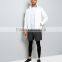 100% Polyester All Over Print Reflective Trim White Hooded Sports Jacket Mens With Mesh Lining Inside Simple Long Sleeves
