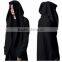 2016 fashion custom full face zip long knee length hoodie