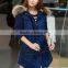 2015 New Fashion Long Waist Collect 100% Polyester Women Padded Jacket With Hoody