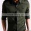 New Elegant Khaki 100%Cotton Men fancy casual Shoulder strap shirt with square collar