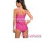 Hot Deep Pink 2pcs Swing Tankini Beautiful Girl Sex Swimsuit Dress