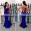 Robe De Soiree 2017 Sexy Spaghetti Strap Lace Mermaid Evening Party Gowns Criss Cross Strap Backless Prom Vestidos Longo