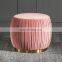 New Design soft stool pouf velluto stools ottomans pink round ottoman pouf stool sofa