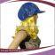 Girls Fashion Fake Hair Wig Attached Blue Hats