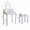 Furniture Dressing Table 4-Drawer Makeup Dresser Set with Stool & Oval Mirror