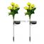 2021 Amazon New style 4LED Hot Sales Solar Rose Flower Light Remote Control Multicolor Lighting Flower Lamp
