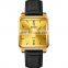 Wholesale square dial men wristwatch fashion brand Skmei 1603 genuine black leather business men quartz watch