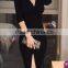 Long sleeve one-piece dress sexy front split maxi plus size long sleeve with V-neck grown