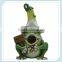 Cute frog resin solar garden light bird feeder