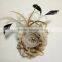 Colorful Artificial Fabric and Feather Flower Brooch
