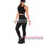 2016 Black Hooded customized with Pant Set plain black crop top