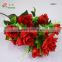 12 heads 60cm length silk red rose grave rose arrangement with petal edge print
