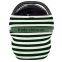 2016 Cuddle Soft Dark Green Stripe Design Car Seat Carrier Cover Canopy