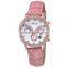 Genuine leather ladies bracelet wrist watch chronograph watch