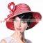 Women Formal Church Hat Ribbon With Red and White Color