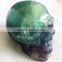 Natural Semi-precious Gemstone Fluorite Skull with Green and Purple Color