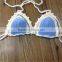 blue color hand made crochet sexy bikini brazil style