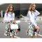 2016 Ladies New Design Fashion Top Blue White Striped Patchwork Knit Tie Neck Poplin Long Sleeve Latest Shirt Designs For Women