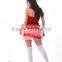 strapless spandex cheap Chrismas santa claus costume for girls with hat