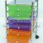 Rolling storage rack removable plastic drawer trolley salon organizer trolley