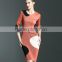 Women bodycon package hip wrinkled dresses with 3/4 sleeve