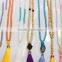 Long glass wooded beads tassel cheap necklace