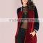 MGOO Burgundy Contrast Raglan Sleeve Velvet Longline Button Bomber Jacket With Striped Trim
