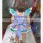 Cap sleeve romper blue yarn dyed blue check baby girls boutique rompers
