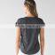 Cheap Wholesale Sports Dry Fit 100% Polyester O Neck T Shirt for Women Heather Grey Curved Hem Short Sleeve T Shirt