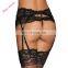 Sexy lace lingerie Black Floral Lace Holder Elastic Gater Belt women