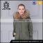 Classical winter parka khaki shell with raccoon fur hood lined coats