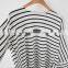 2017 summer spring stripe elegant t shirt round collar t shirt three quarter sleeve shirt for women