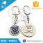 Newest fashion custom logo metal trolley coin key chain zinc alloy soft enamel trolley coin keyring