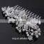 New Women Silver Bridal Wedding Flower Crystal Rhinestones Pearls Hair Clip Comb