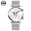 HANNAH MARTIN 1092 Simple Man Watches Black Stainless Steel Mesh Strap Custom Logo Men Watch