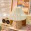 Korean Style Small Mini Decorative Wooden Bedside Fabric Pleated Lampshade Indoor Nightstand Lighting Table Lamp