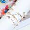 4Pcs/set Women Vintage Crystal Leaves Geometric Chain Gold Bracelet Set Bohemian Bracelets Jewelry