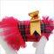 Pet Clothes/ Christmas Dog Clothes/ Golden Bow Clothes for Dog/ Bow Plaid Skirt Dog Dresses/