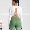 Shockproof Running Clothing Long Sleeve Cross Back Hollow Out Sports Tops Gym Fitness Tshirt Yoga Crop Top For Women With Padded
