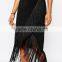 2015 Fashion Long Tassel / Fringe Detail Black Wrap Skirt for Women