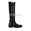 Women sexy leather boots for women shoes new model double side zipper back buckle women causal flat half boots