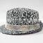 Fashion leopard skin fedora hat with ribbon
