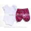 2016 baby girls mermaid romper with capri set,baby toddler clothing