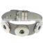 leather snap button bracelet, Button Charm Leather Bracelet Rhinestone