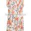 Hot Sell Flower Print Front Split Maxi Skirt Fancy Skirt Top Designs