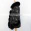 2015 New fashion women leather coat with fox fur trim hot sale factory price