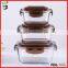 Food Grade Houseware Rectangle Shape 320ml + 520ml + 800ml High Borosilicate Glass Crisper With Lid